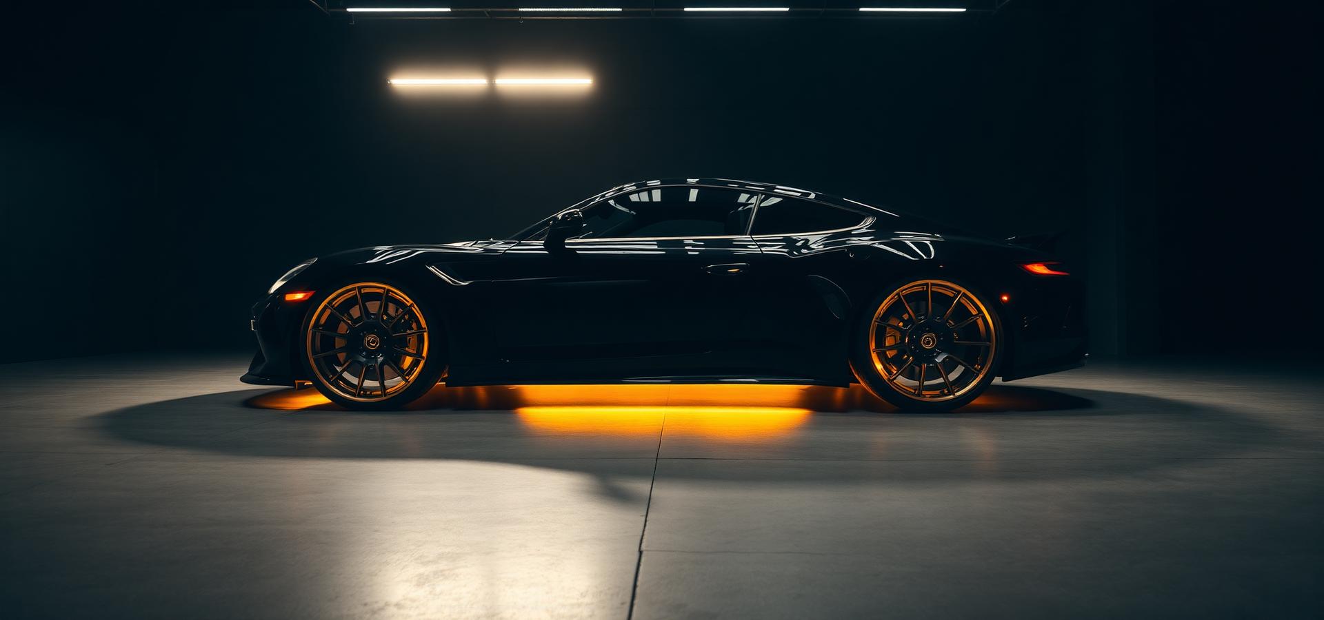 Luxury vehicle under studio lighting